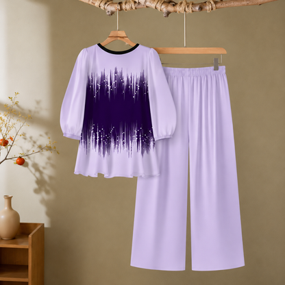 Elegant Monochrome Tunic & Wide-Leg Pants Set