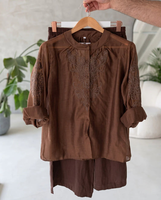Women's Premium Embroidered Viscose Co-Ord Set