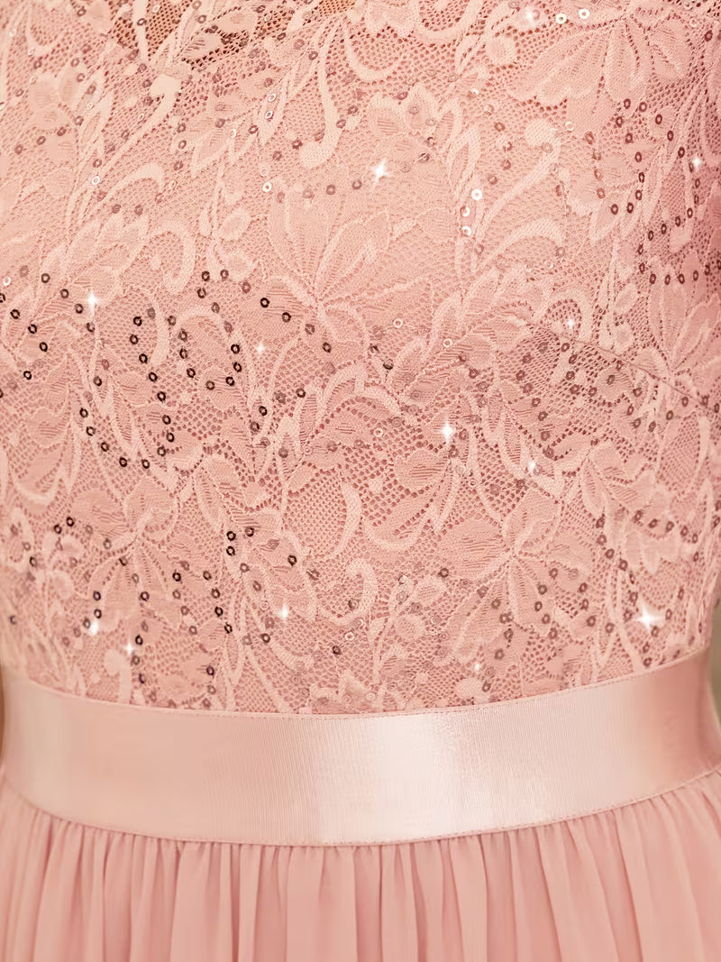 Elegant Lace Chiffon Bridesmaid Gown