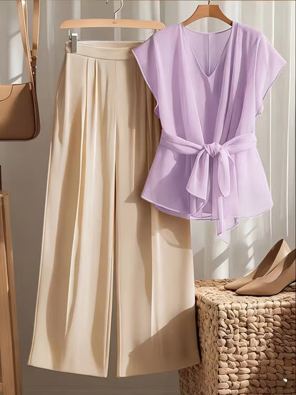 Luxe Scarlet V-Neck Co-Ord