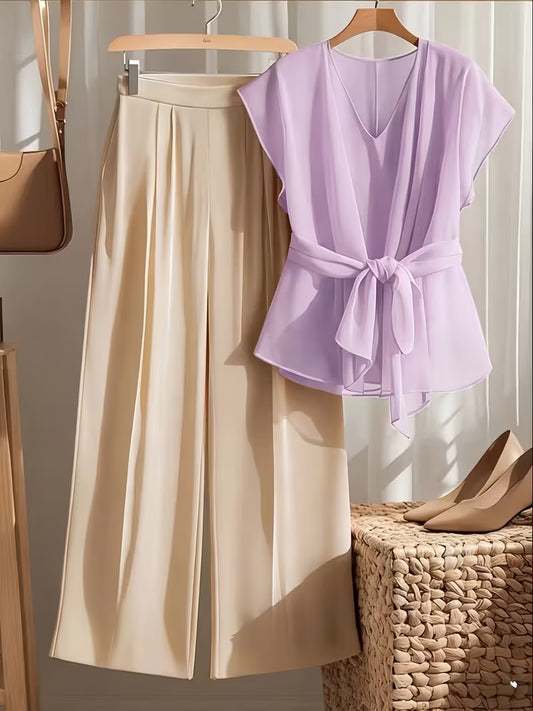 Luxe Scarlet V-Neck Co-Ord