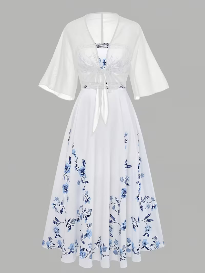 Midnight Bloom 2-Piece Midi Dress Set