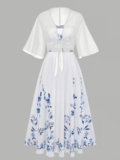 Midnight Bloom 2-Piece Midi Dress Set