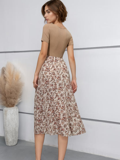Women's Premium Printed Crop Top & Maxi Skirt Set