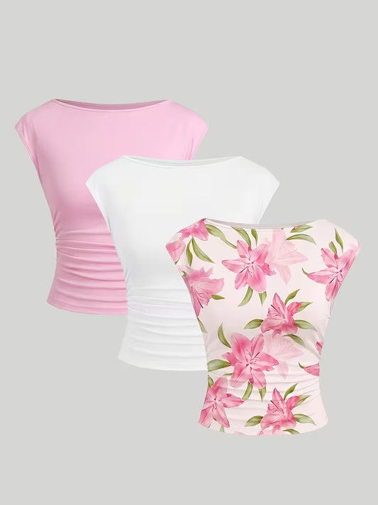 3-Pack of Seamless Stretchable Crop Tops – Soft & Foldable