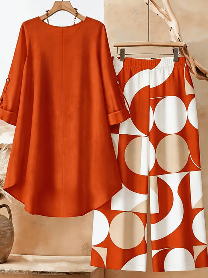 Women’s Relaxed Tunic & Printed Pants Set
