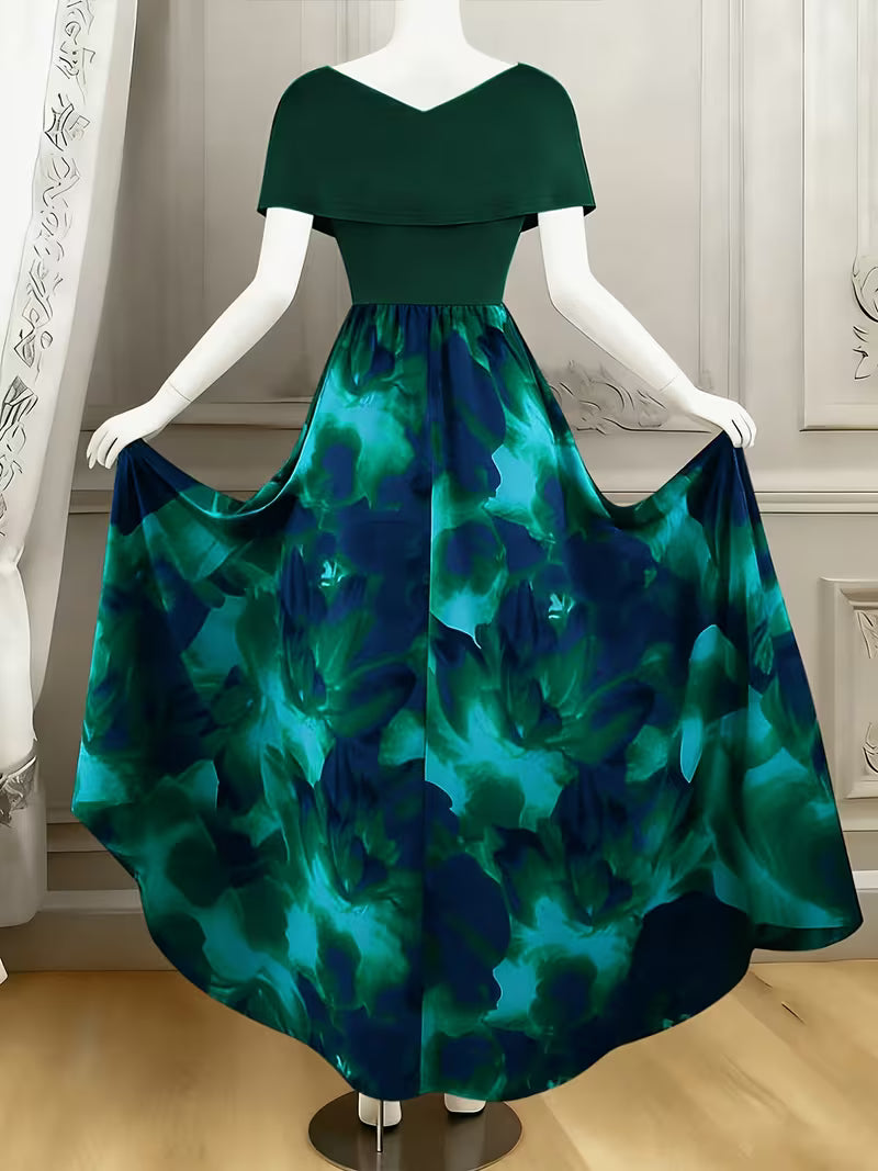 Elegant Floral Patchwork A-Line Dress