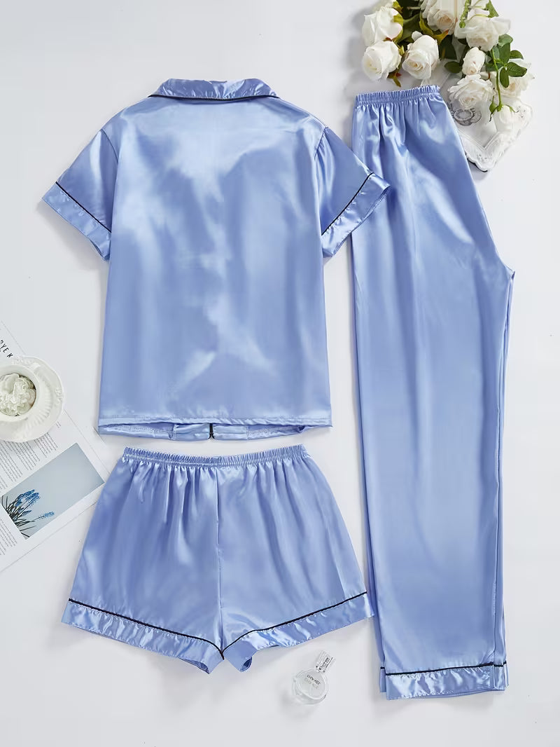 Women's Luxe Satin 3-Piece Sleepwear Set