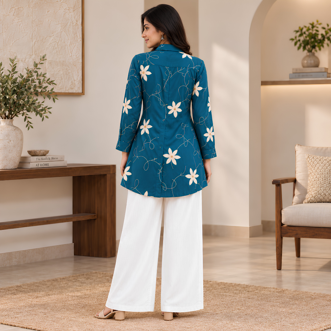 Women’s Floral Printed Shirt & Pants Set
