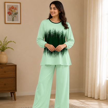 Elegant Monochrome Tunic & Wide-Leg Pants Set