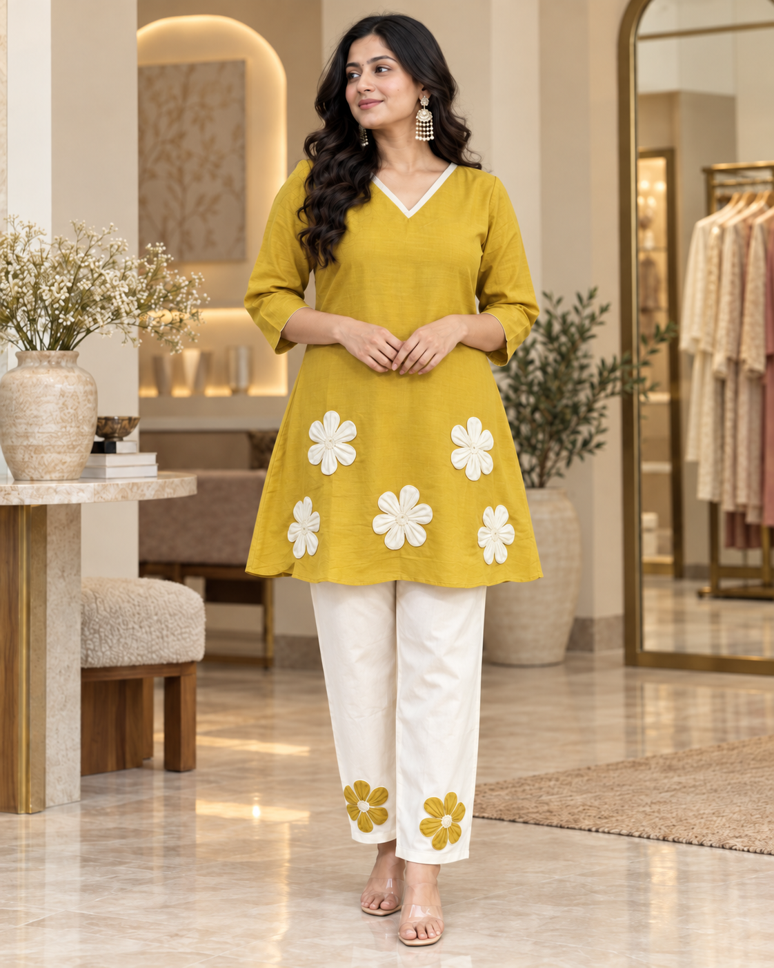 Women’s Floral Embroidered Kurta Pant Set