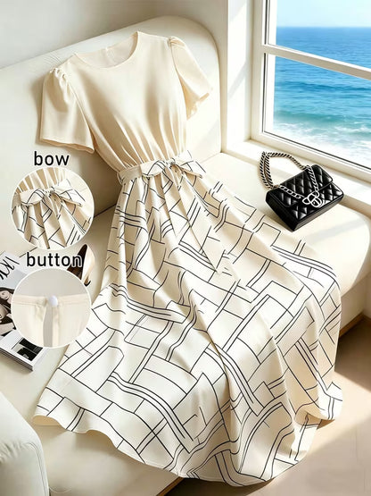 Elegant Ruffle V-Neck A-Line Dress