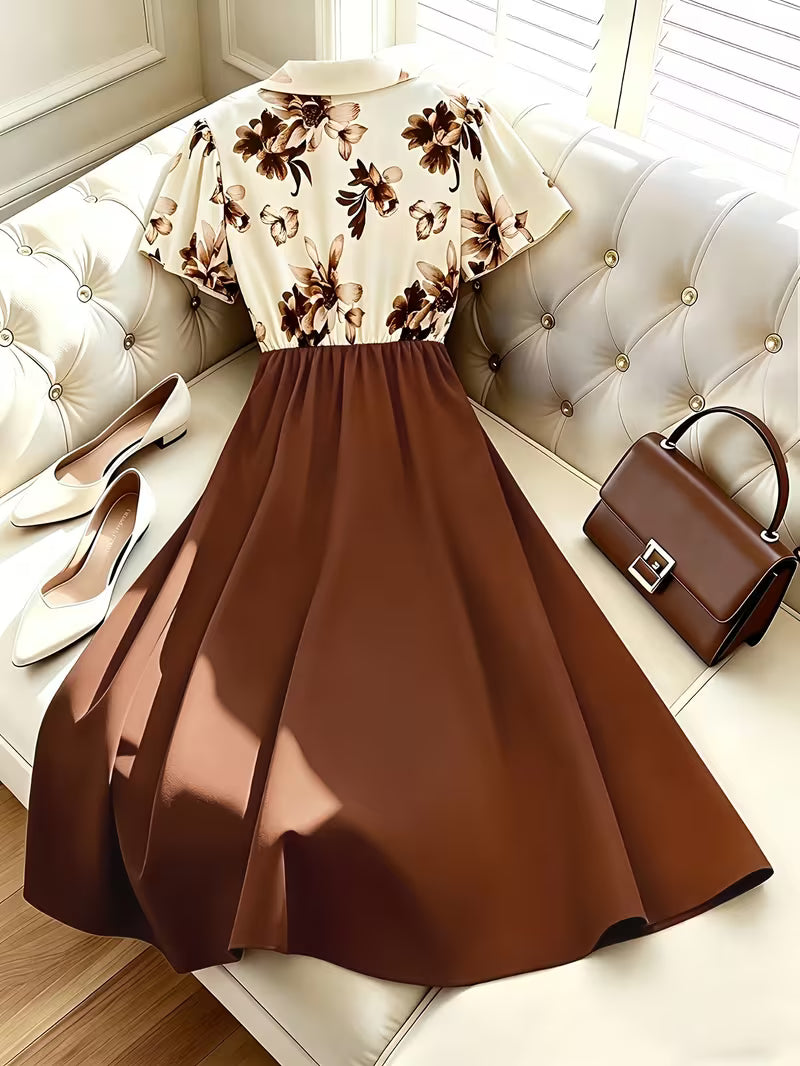 Elegant Floral Patchwork A-Line Dress
