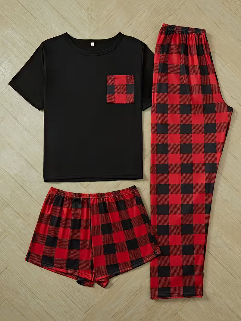 Women's Luxe Satin 3-Piece Sleepwear Set