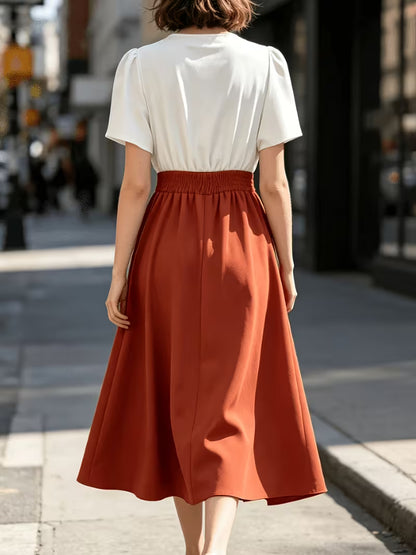 Elegant Ruffle V-Neck A-Line Dress