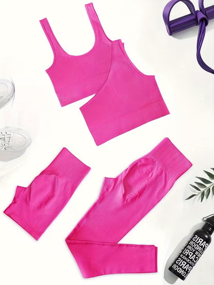4-Piece Seamless Ribbed Activewear Set