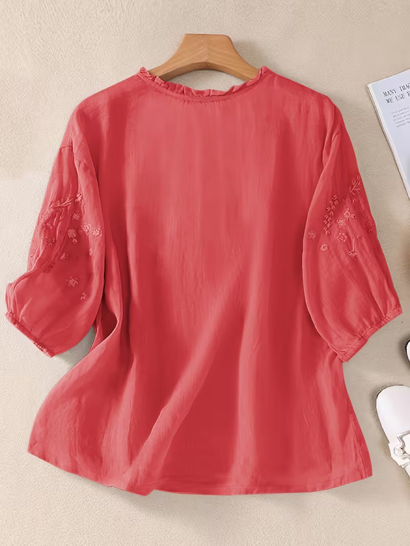 Women's Soft Cotton Embroidered Top