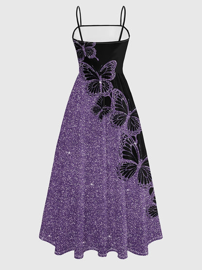 Butterfly Sparkle Black & Purple Dress Set