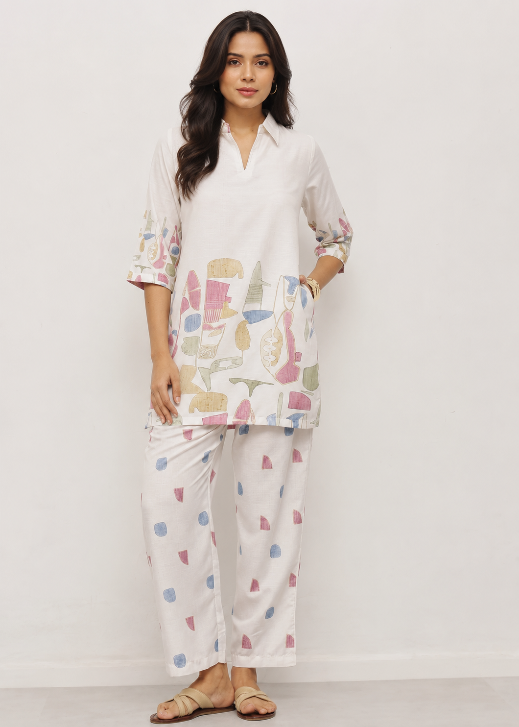 Women's Printed Tunic & Straight Pants Set