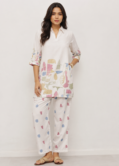 Women's Printed Tunic & Straight Pants Set