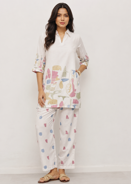 Women's Printed Tunic & Straight Pants Set