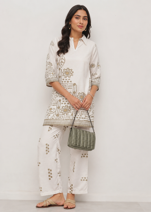 Women's Printed Tunic & Straight Pants Set