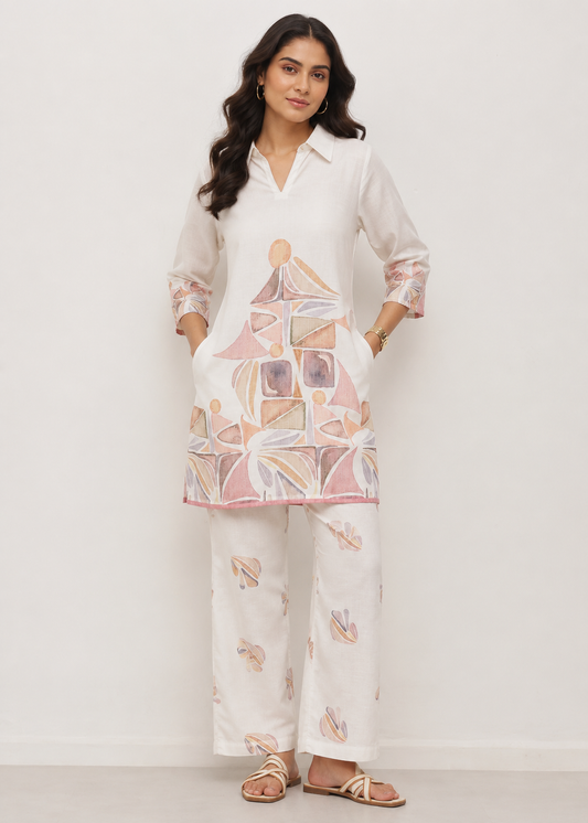 Women's Printed Tunic & Straight Pants Set