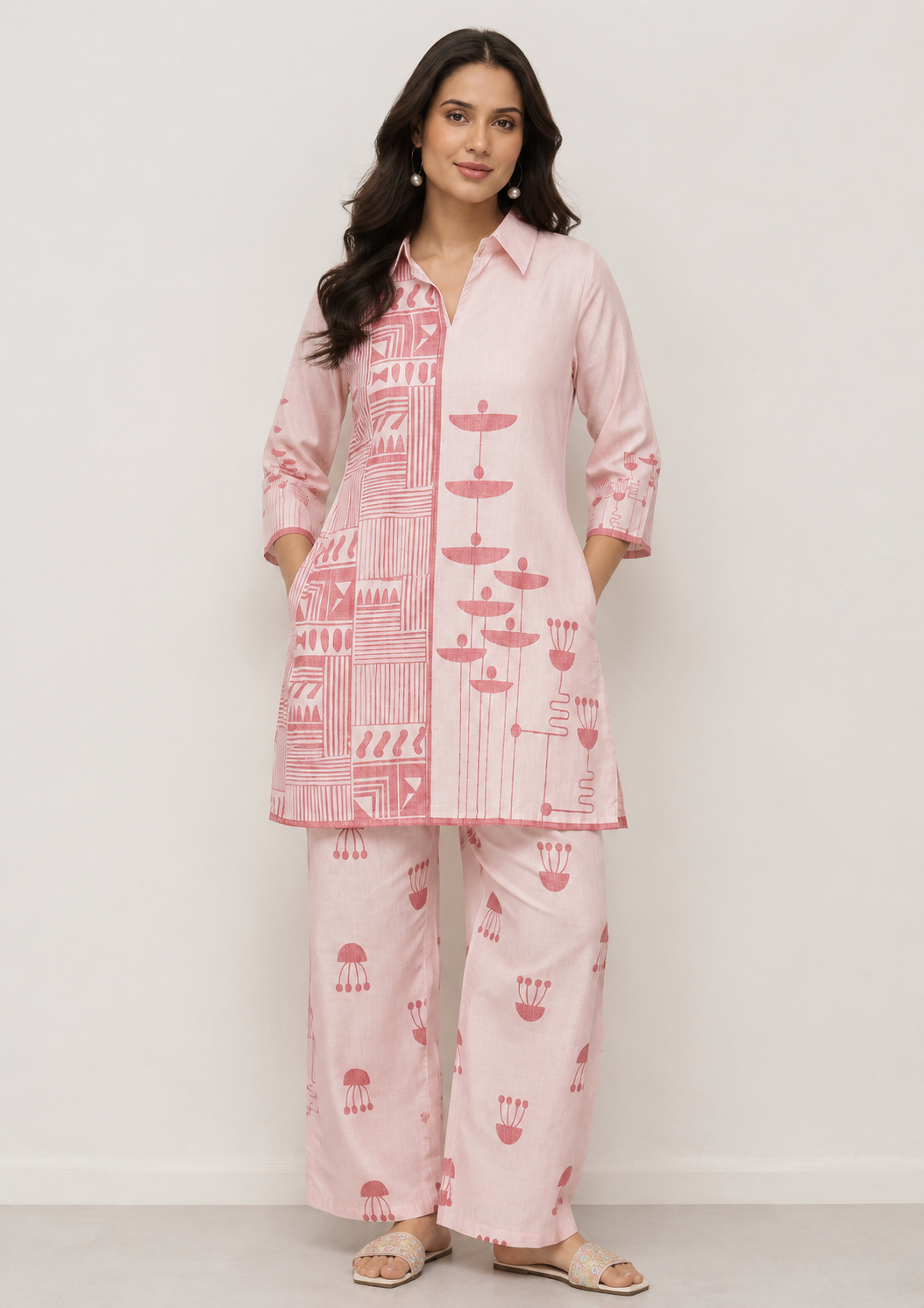 Women's Printed Tunic & Straight Pants Set