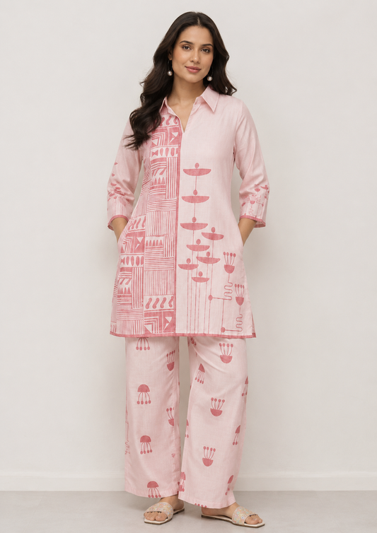 Women's Printed Tunic & Straight Pants Set