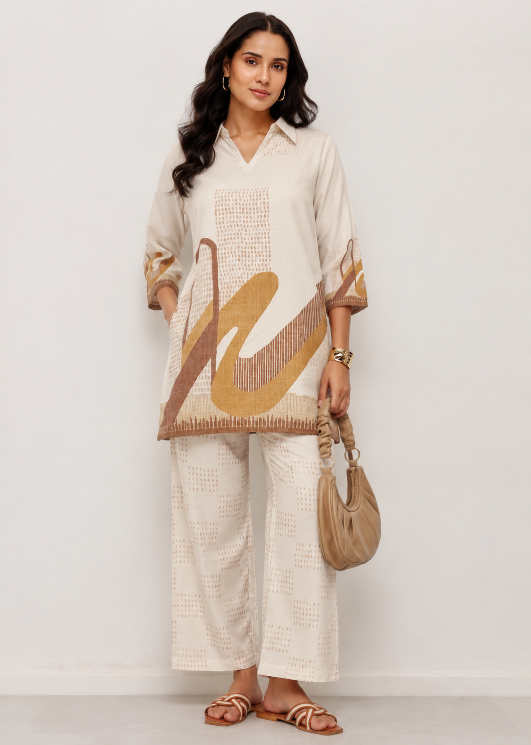 Women's Printed Tunic & Straight Pants Set