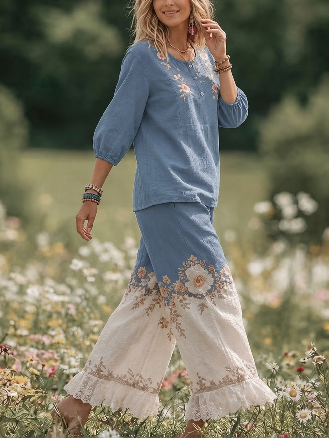 Women's Casual Printed Two-Piece Set