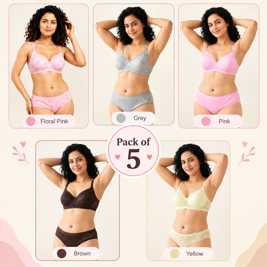 Pack of 5 Women’s Lace Bra & Panty Sets