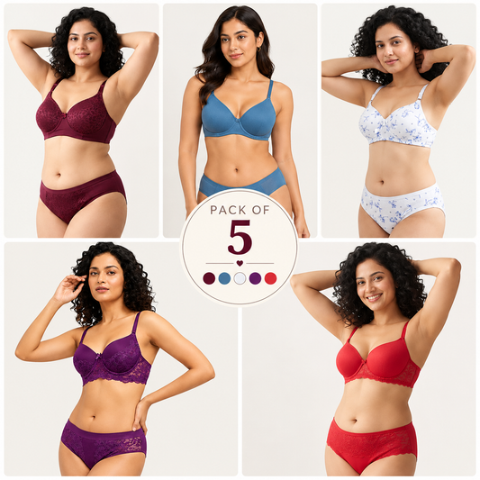 Pack of 5 Women’s Lace Bra & Panty Sets