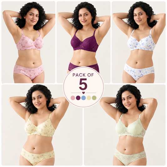 Pack of 5 Women’s Lace Bra & Panty Sets