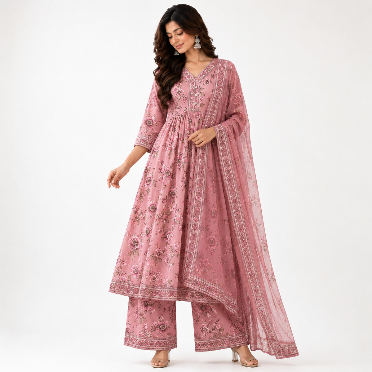 Women’s Floral Printed Kurta Pant & Dupatta Set