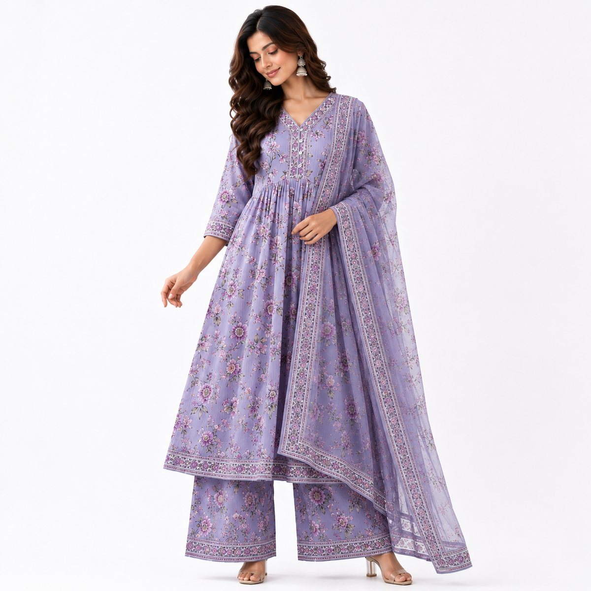 Women’s Floral Printed Kurta Pant & Dupatta Set