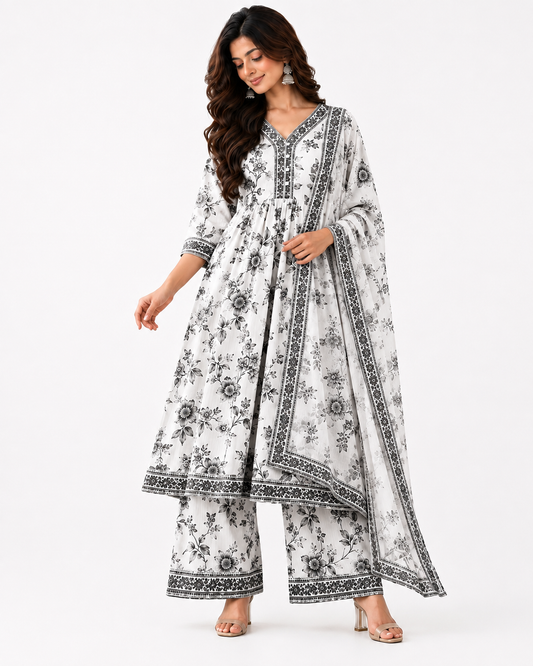Women’s Floral Printed Kurta Pant & Dupatta Set
