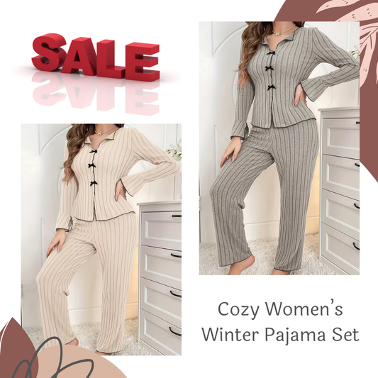Pack of 2 Women’s Winter Pajama Sets – Cozy Flannel Sleepwear with Elegant Bell Sleeves