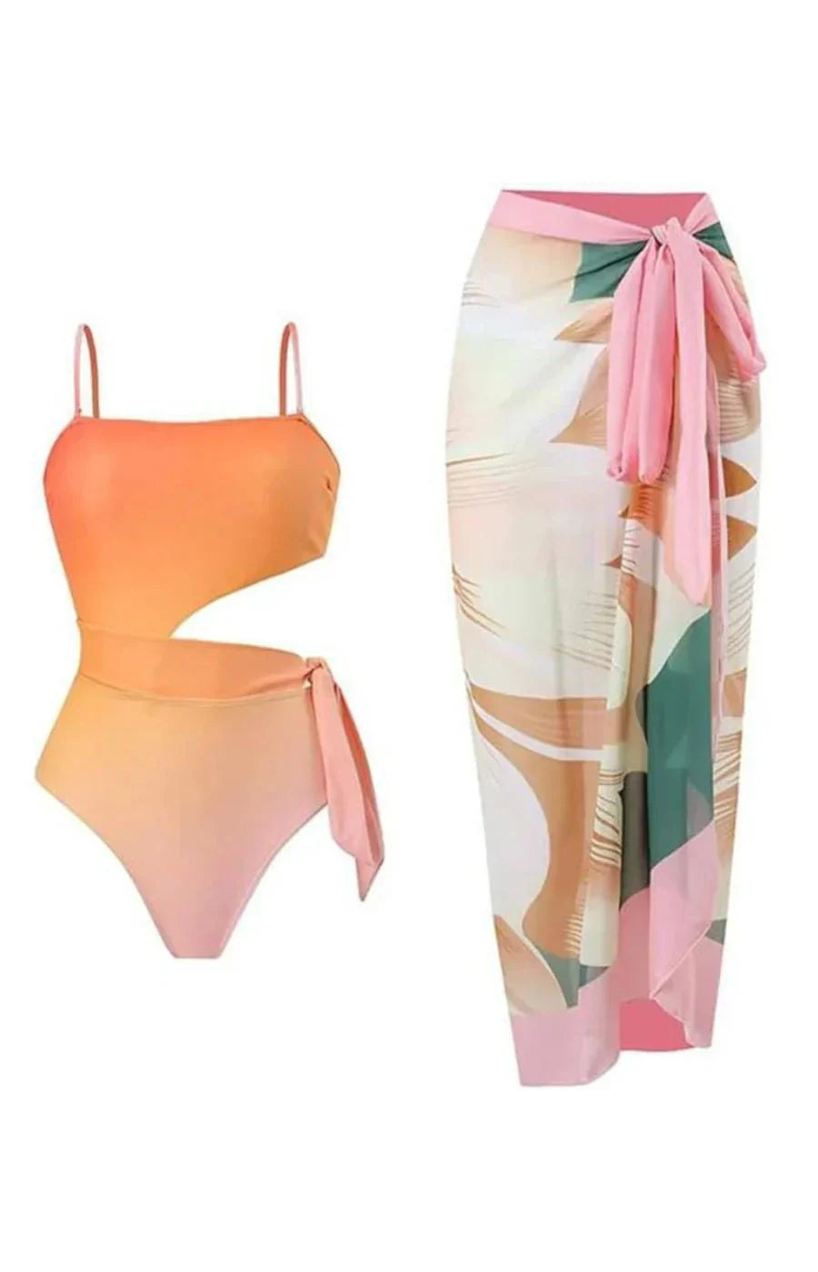 Curve-Flattering Retro Stripe Swimsuit  Bikini - High Waisted Set