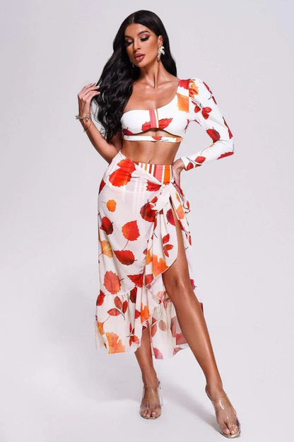 Curve-Flattering Retro Stripe Swimsuit  Bikini - High Waisted Set