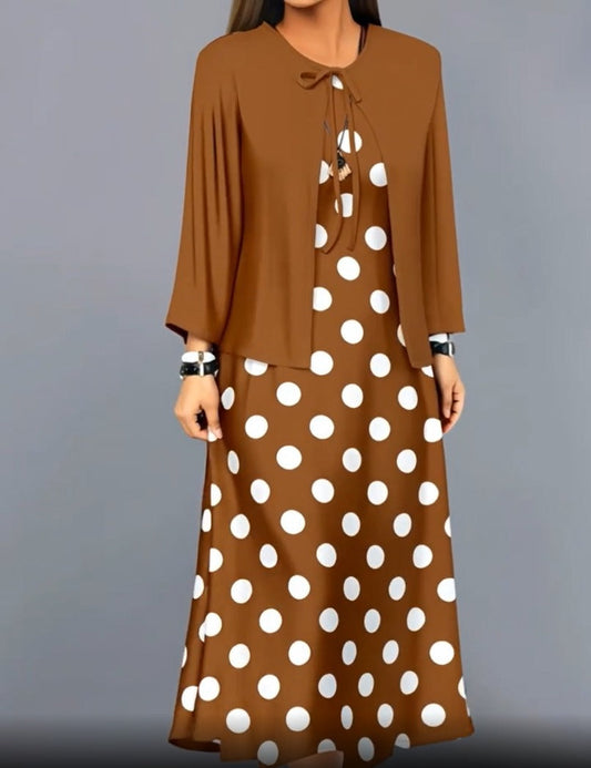 Women's Botanical Print Dress & Tie-Front Cardigan Two-Piece Set