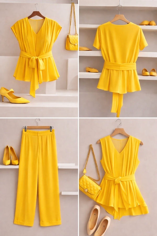 Luxe Scarlet V-Neck Co-Ord