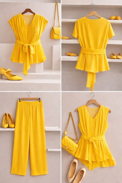 Luxe Scarlet V-Neck Co-Ord