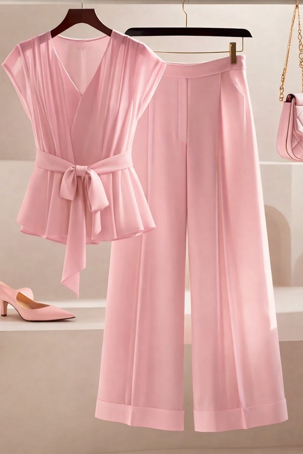 Luxe Scarlet V-Neck Co-Ord
