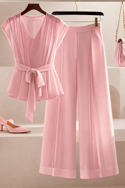 Luxe Scarlet V-Neck Co-Ord