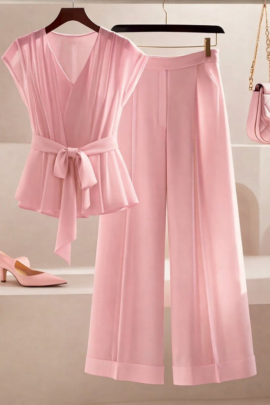 Luxe Scarlet V-Neck Co-Ord
