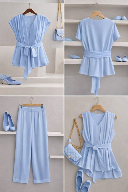 Luxe Scarlet V-Neck Co-Ord