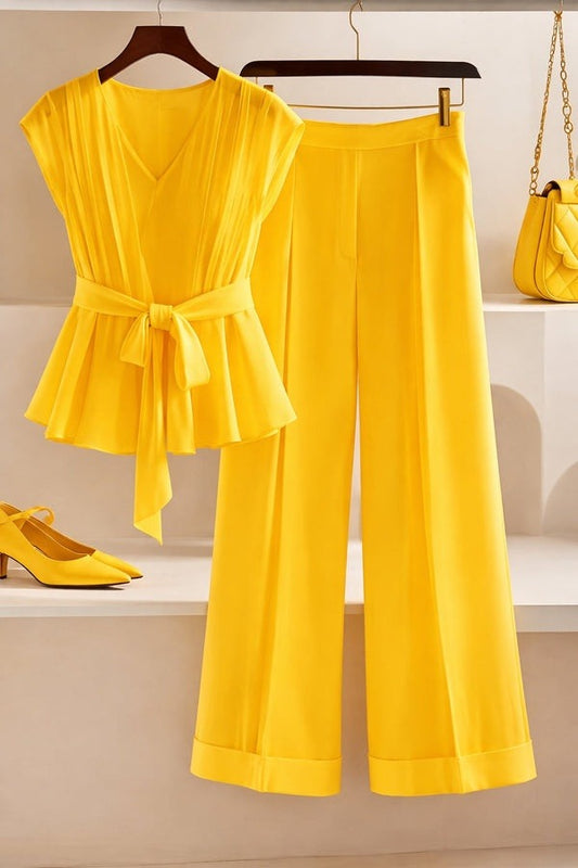 Luxe Scarlet V-Neck Co-Ord