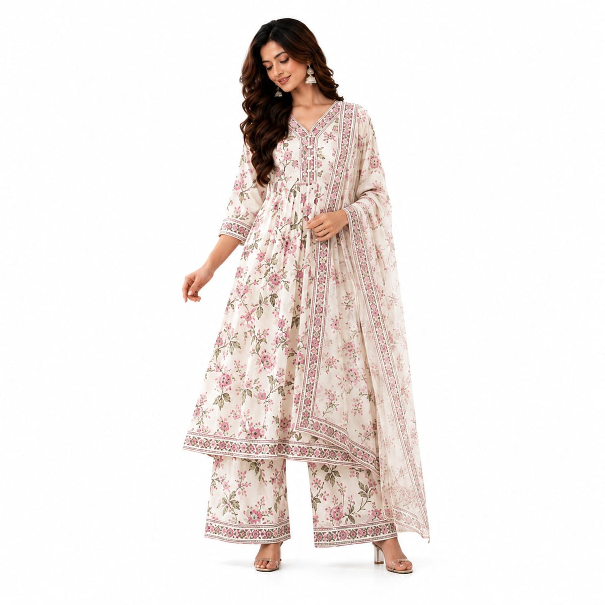Women’s Floral Printed Kurta Pant & Dupatta Set