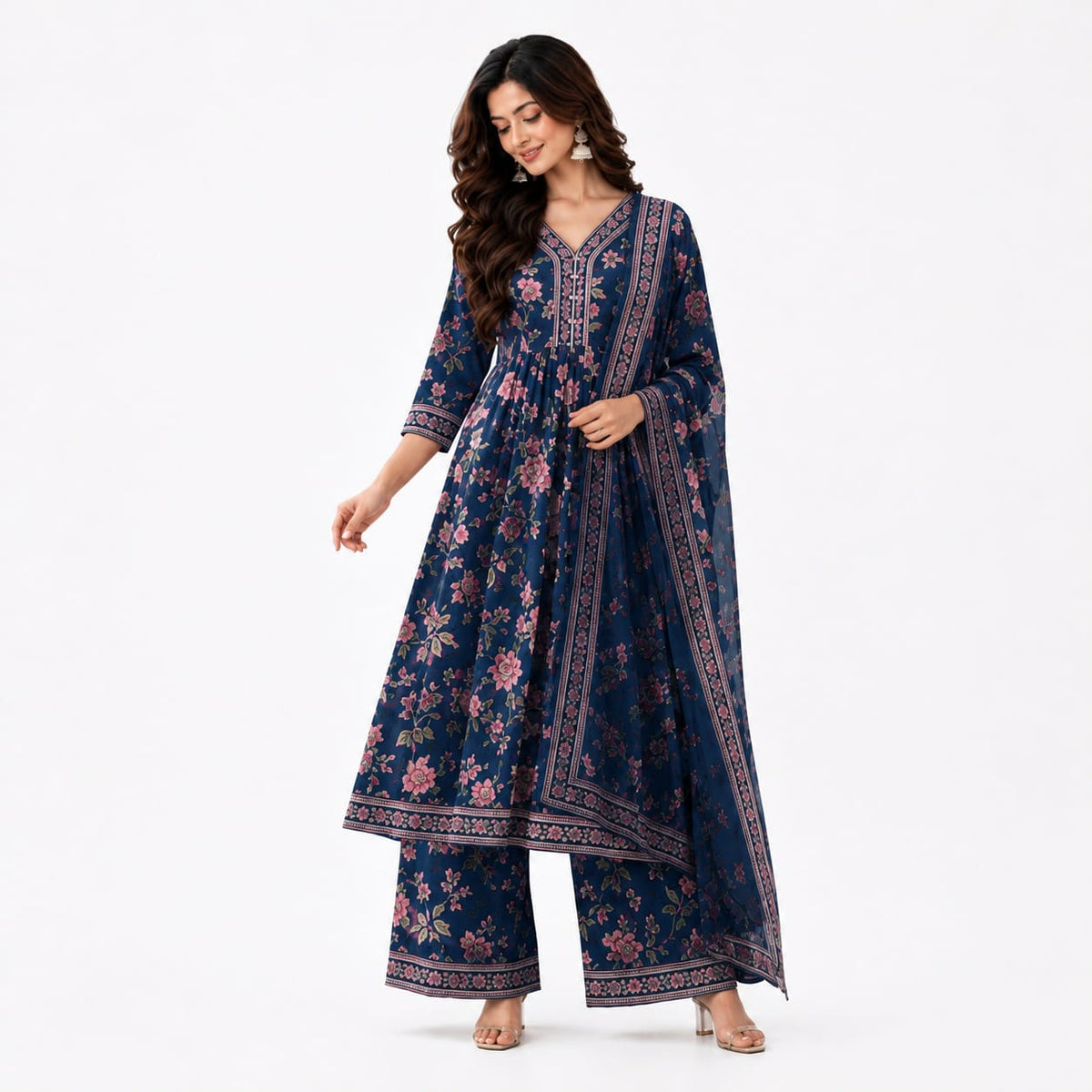Women’s Floral Printed Kurta Pant & Dupatta Set